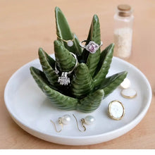 Load image into Gallery viewer, Ceramic Aloe Vera Ring Holder, Jewelry Display Tray