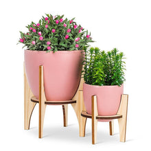 Load image into Gallery viewer, Pot w/Wooden Stand-Pnk