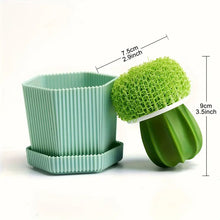 Load image into Gallery viewer, Soft Bristle Cactus, Dish Brush, with Drain Tray
